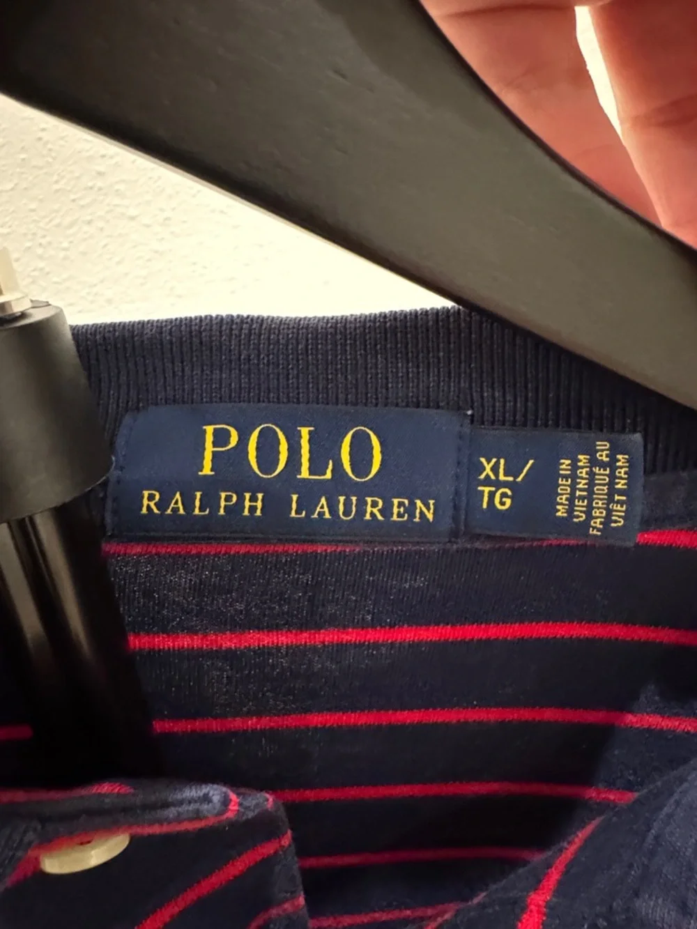 Polo by Ralph Lauren Navy with red Stripe Long-Sleeve Polo